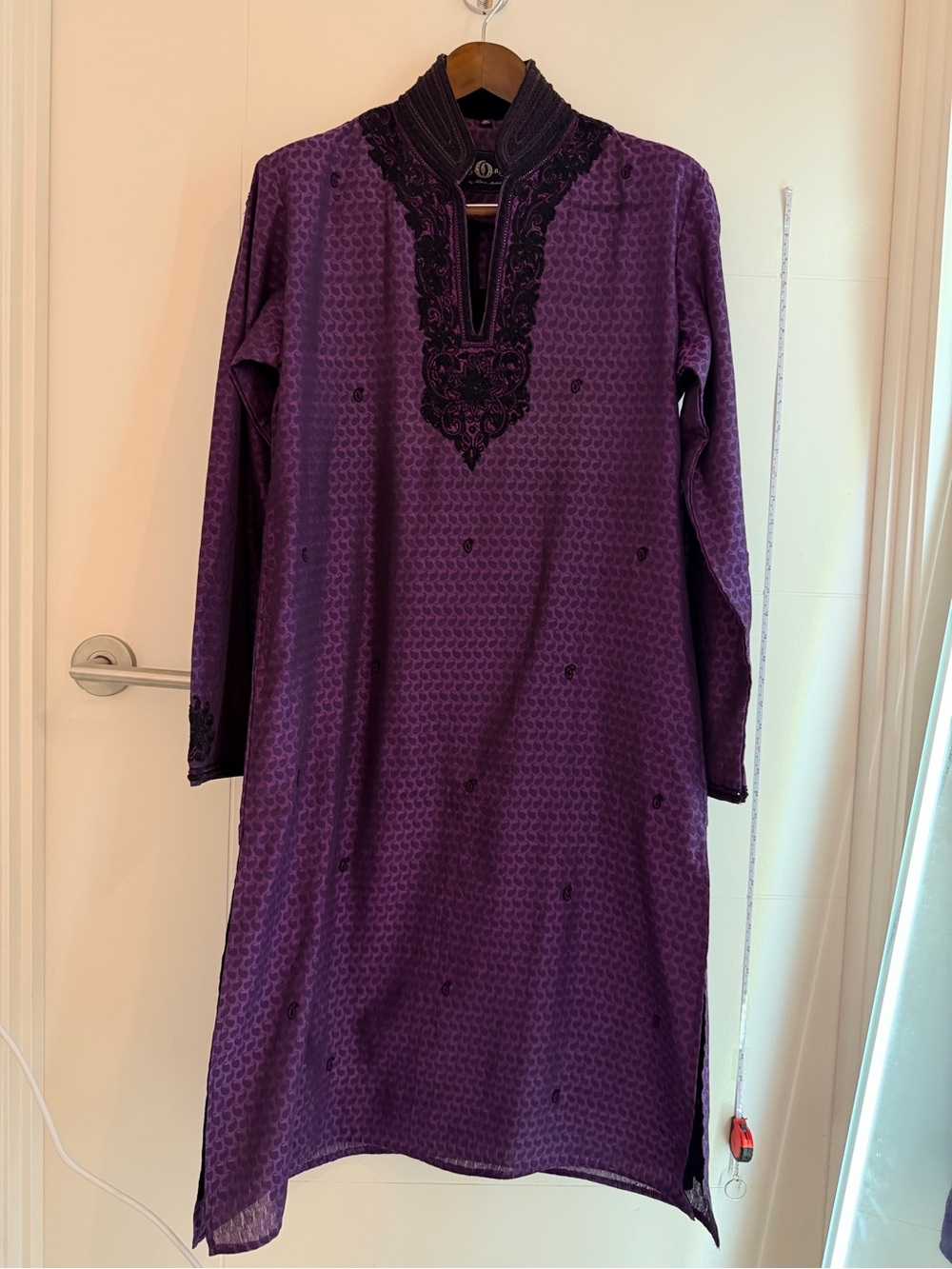 Authentic NWOT KORA by Nilesh Mitesh Purple Embroidered Long-Sleeve Mens Dress